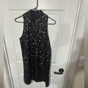 Black and Gold Sequin Mini Dress